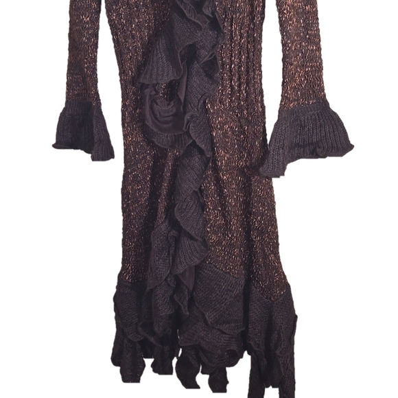 NWT Pretty Angel Brown And Lace Hobo Maxi  Cardigan With Bell Sleeves - Picture 2 of 7